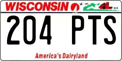 WI license plate 204PTS