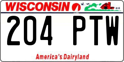 WI license plate 204PTW