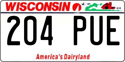 WI license plate 204PUE