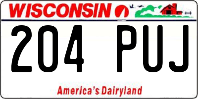 WI license plate 204PUJ