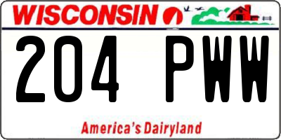 WI license plate 204PWW