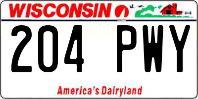WI license plate 204PWY
