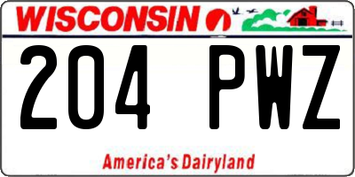 WI license plate 204PWZ