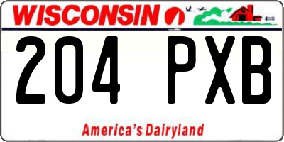WI license plate 204PXB