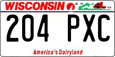 WI license plate 204PXC