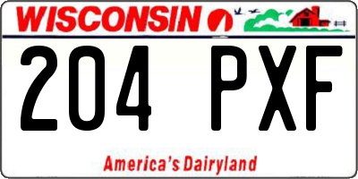 WI license plate 204PXF