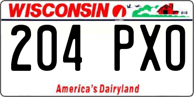 WI license plate 204PXO