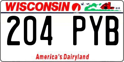 WI license plate 204PYB