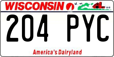 WI license plate 204PYC