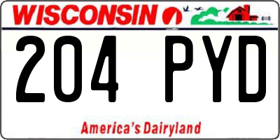 WI license plate 204PYD