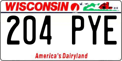 WI license plate 204PYE