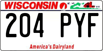 WI license plate 204PYF