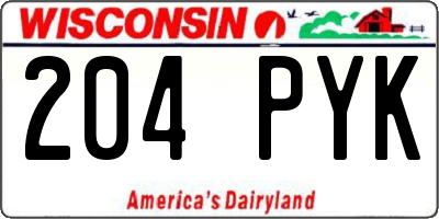 WI license plate 204PYK