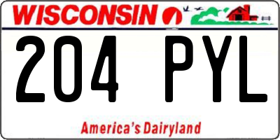WI license plate 204PYL