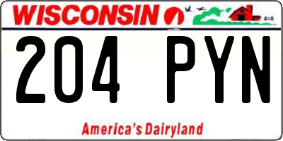 WI license plate 204PYN
