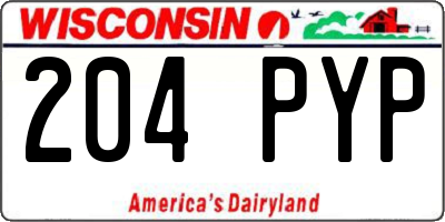 WI license plate 204PYP