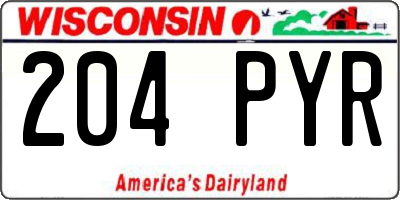 WI license plate 204PYR