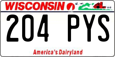 WI license plate 204PYS