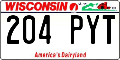 WI license plate 204PYT