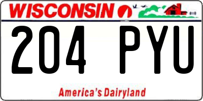 WI license plate 204PYU