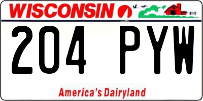 WI license plate 204PYW
