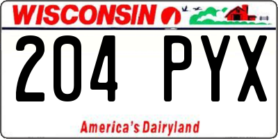 WI license plate 204PYX