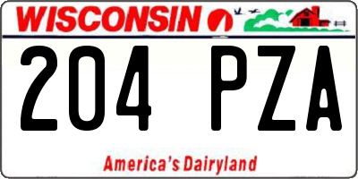 WI license plate 204PZA