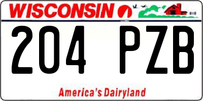 WI license plate 204PZB