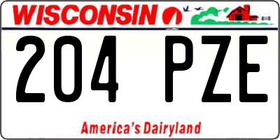 WI license plate 204PZE