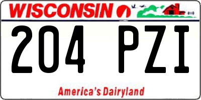 WI license plate 204PZI