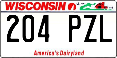 WI license plate 204PZL