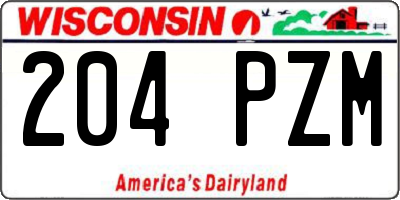 WI license plate 204PZM