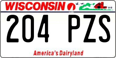 WI license plate 204PZS