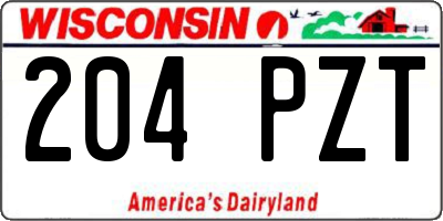 WI license plate 204PZT