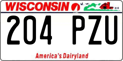 WI license plate 204PZU
