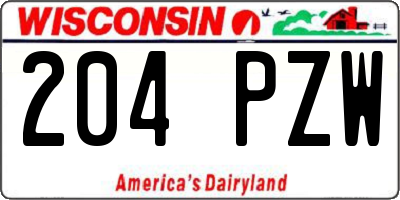 WI license plate 204PZW