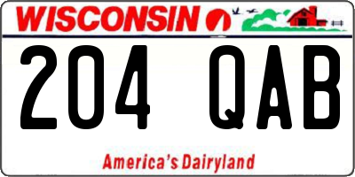 WI license plate 204QAB