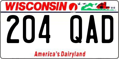 WI license plate 204QAD