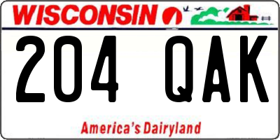WI license plate 204QAK