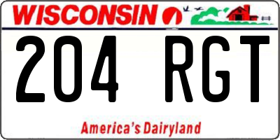 WI license plate 204RGT