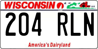 WI license plate 204RLN