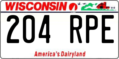 WI license plate 204RPE