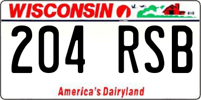 WI license plate 204RSB