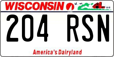 WI license plate 204RSN