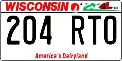 WI license plate 204RTO