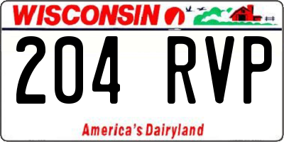 WI license plate 204RVP