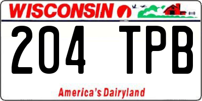 WI license plate 204TPB
