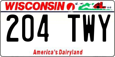 WI license plate 204TWY