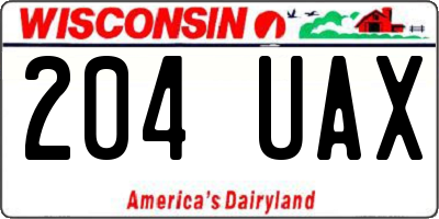 WI license plate 204UAX