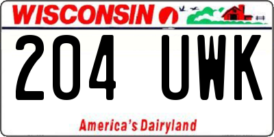 WI license plate 204UWK